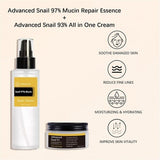 OAKSII 3-piece snail mucin skincare set including serum, moisturizing cream, and hydrogel eye patches on white background - view 6