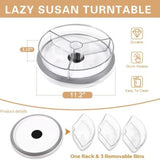 Gestone 11.2-inch rotating lazy Susan turntable organizer with 3 clear acrylic corner bins for pantry or cabinet - view 5