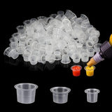 300 clear plastic disposable tattoo ink caps in small medium and large sizes for tattooing pigment use