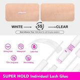 Caelymine DIY lash extension kit showing D curl cluster lashes, lash glue, and applicator tool on white background - view 5