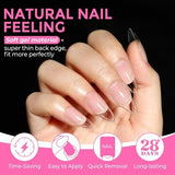 216 clear medium almond full cover press-on nail tips displayed in 12 sizes on white background by UNA GELLA - view 4