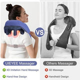 UIEYEE blue cordless neck and shoulder massager with heat and 4D kneading nodes shown on white background - view 7