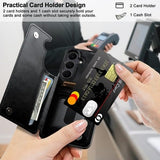 Hiandier black PU leather wallet flip case for Samsung Galaxy S25 FE showing card slots and magnetic closure - view 3