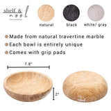 Round white and gray natural travertine marble decorative bowl 7.8 inches diameter for entryway keys and trinkets - view 5