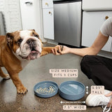 Sage green silicone dog bowl with suction cup base, 7.5 inches wide, 5-cup capacity for medium to large dogs - view 3