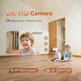 Owltron white indoor 2K WiFi security camera with night vision and two-way audio for baby and pet monitoring - view 2