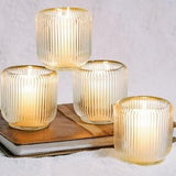 Set of 6 clear ribbed glass candle holders measuring 3.5 inches, suitable for votive, taper, and tea light candles - view 5