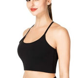 Sunzel black racerback cropped tank sports bra with built-in shelf bra and padded support for women, size M - view 4