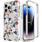 Happypapa floral berry shimmer full body iPhone 14 Pro Max case with built-in HD screen protector, multicolor TPU