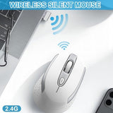cimetech white ergonomic wireless optical mouse with USB receiver, silent click design and soft rubber grip - view 4