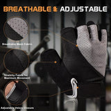 Sunnex grey fingerless gym gloves for women with silicone wave palm padding and breathable mesh back, size medium - view 3