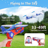 Four-pack LED foam glider airplane launcher toy set with colorful planes, launcher, and soft bullets for kids - view 3