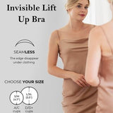 APOWUS beige silicone adhesive push up sticky bra with nipple covers for backless strapless dresses, sizes A-C - view 6