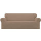 Easy-Going Stretch Sofa Slipcover – Camel Check Jacquard, 60–81 In.