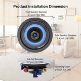 Pair of white Herdio 4-inch flush mount ceiling speakers with magnetic grills for in-wall or ceiling installation - view 2