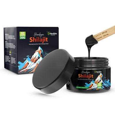 ZHerbika pure Himalayan shilajit resin jar 300mg with 75% fulvic acid and 85+ trace minerals for energy