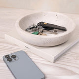 Round white and gray natural travertine marble decorative bowl 7.8 inches diameter for entryway keys and trinkets - view 2