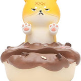 Uniboho kawaii anime cat resin phone stand holding a smartphone upright on a desk with non-slip base