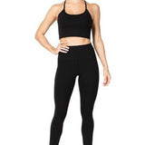 Sunzel black racerback cropped tank sports bra with built-in shelf bra and padded support for women, size M - view 6