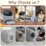ZLAFM dark grey automatic self-cleaning cat litter box with open entry ramp and app-controlled smart cleaning cycle - view 7