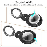 Black TPU AirTag protective case with keychain ring and screen protector films, carbon fiber texture, by Eyamumo - view 5