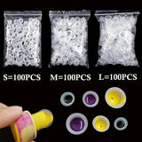 300 clear plastic disposable tattoo ink caps in small medium and large sizes for tattooing pigment use - view 3