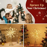 Lewondr 12-inch gold glitter snowflake Christmas tree topper with 30 warm LED lights and remote control - view 6