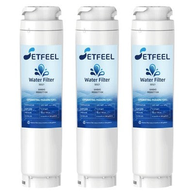 Three white SETFEEL SE021 refrigerator water filters replacing Bosch UltraClarity 11034152 REPLFLTR10 BORPLFTR10