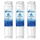 Three white SETFEEL SE021 refrigerator water filters replacing Bosch UltraClarity 11034152 REPLFLTR10 BORPLFTR10