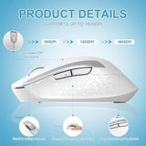 cimetech white ergonomic wireless optical mouse with USB receiver, silent click design and soft rubber grip - view 3