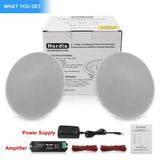 Pair of white Herdio 4-inch flush mount ceiling speakers with magnetic grills for in-wall or ceiling installation - view 7