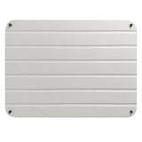 White diatomite stone dish drying mat 12x16 inches with drainage grooves and anti-slip PVC mesh base on kitchen counter