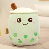 9.4-inch green bubble tea cup shaped kawaii plushie stuffed pillow with soft stretch fabric and fluffy filling - view 2