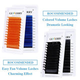 Gemerry classic individual eyelash extensions tray with 12 rows of mixed 8-14mm matte black C curl lashes on foil backing - view 7