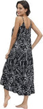 Women's black and white floral boho maxi dress with V-neck, adjustable spaghetti straps, and side pockets in size 2XL - view 5