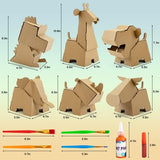Kodatek 135-piece kids craft kit with figurines, paints, brushes and building components laid out on white surface - view 2