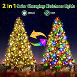Heceltt 115-foot color changing LED string lights with 350 multicolor bulbs strung outdoors on patio or garden - view 2
