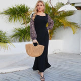 CHICAURA plus size black floral print maxi wrap dress with square neckline and flared long sleeves, size 5XL - view 3