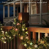 30 clear plastic star and snowflake clips for Govee Christmas string lights, 15 of each shape, spread on white surface - view 3