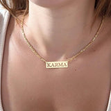 18K gold-plated double-layer Figaro chain necklace with Karma nameplate pendant, Taylor Swift Eras Tour fan accessory - view 6