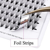 FADLASH premade volume lash fans tray showing pointy thin base 3D to 20D black PBT fiber extensions 120 fans - view 5