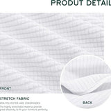 White stretch sofa seat cushion cover with elastic band, small size, shown fitted on a couch cushion by Hokway - view 2