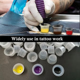 300 clear plastic disposable tattoo ink caps in small medium and large sizes for tattooing pigment use - view 4