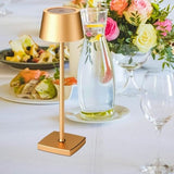 Gold aluminum cordless rechargeable table lamp 14 inches tall with cone shade and touch dimming control for indoor outdoor use - view 3