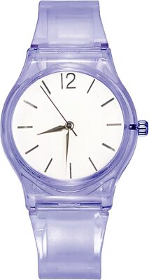 Zeoine purple analog kids wristwatch with black dial, round face, and adjustable buckle strap for boys and girls