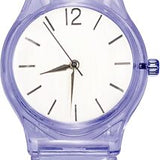 Zeoine purple analog kids wristwatch with black dial, round face, and adjustable buckle strap for boys and girls