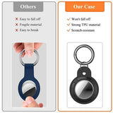 Black TPU AirTag protective case with keychain ring and screen protector films, carbon fiber texture, by Eyamumo - view 4