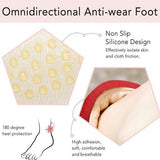 Four OKGL black and yellow self-adhesive heel grip inserts laid flat showing cushioned sponge side and anti-slip surface - view 4
