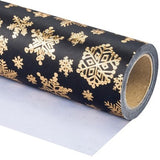 WRAPAHOLIC black kraft wrapping paper roll with 3D embossed gold foil snowflake pattern, 17 inches wide by 16.5 feet long - view 3