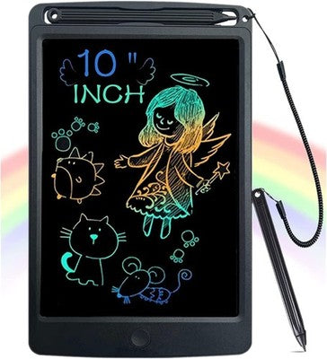 ScriMemo 10-inch LCD writing tablet kids drawing pad with stylus and one-touch erase button on white background